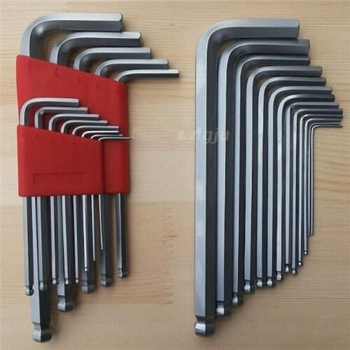 13pcs/set matte chrome ball end hex allen key wrench spanner set 0.05" to 3/8"