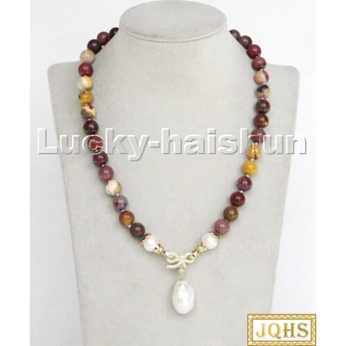 18" 10mm Multicolor Picasso Jasper Reborn keshi pearls pendant necklace c238 necklaces for women