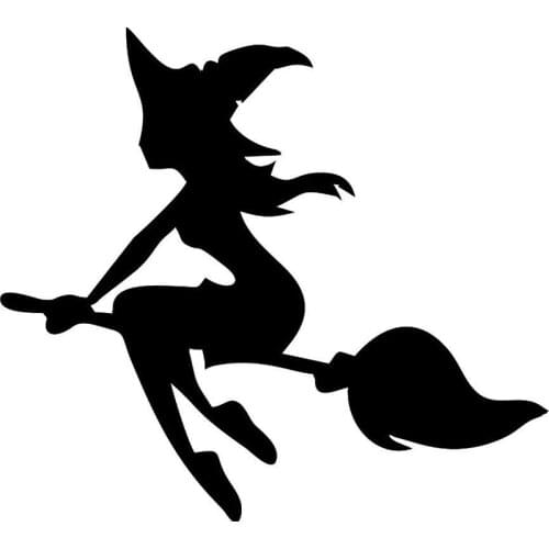 18*16.2cm Witch Broom Riding Hag Baba Auto Car Bumper Window Vinyl Decal Sticker Decals Vinyl Decals