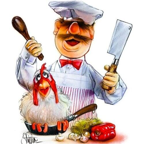 5D DIY Full Round/Square Diamond Painting Cartoon Chef 3D Embroidery Cross Stitch Rhinestone Mosaic Home Decor Gift Y1204