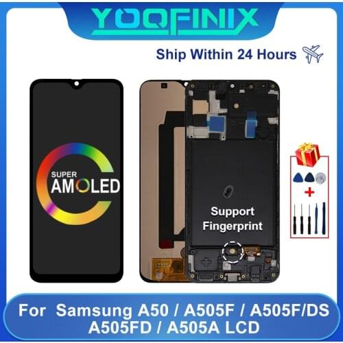 AMOLED For Samsung Galaxy A50 LCD Touch Screen Digitizer Display Replacement Parts For A505 A505F A505FM A505GT A505FN Display