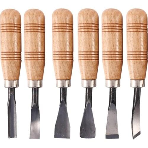 6Pcs Woodcut Knife Wood Carving Chisel Set Chip Detail Carving Chisels Kit Rust-Proof Wood Carpenter Hand Tools For Working Diy