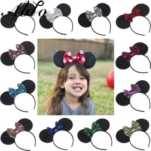 ABDO Girl Headband Shiny Glitter Bow Minnie Ears For Kids Baby Girls Hair Accessories Photography Props Birthday Girls Hairbands
