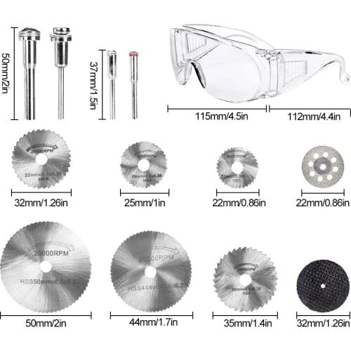 43PCS/Set Diamond HSS Resin Metal Cutting Saw Blade Disc Rotary Grinding Cutting Wheels Dremel Cut Discs with Drill Mandrel