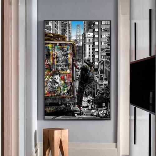 Banksy Canvas Painting Landscape of London City Posters and Prints Wall Graffiti Art Picture for Living Room Home Decor Cuadros