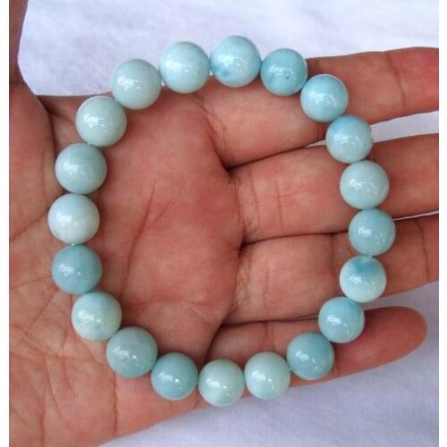 Free Shipping Natural Larimar Round 10.5mm Beads Bracelet Women Jewelry Accessories Weddings Parties Birthday Gift