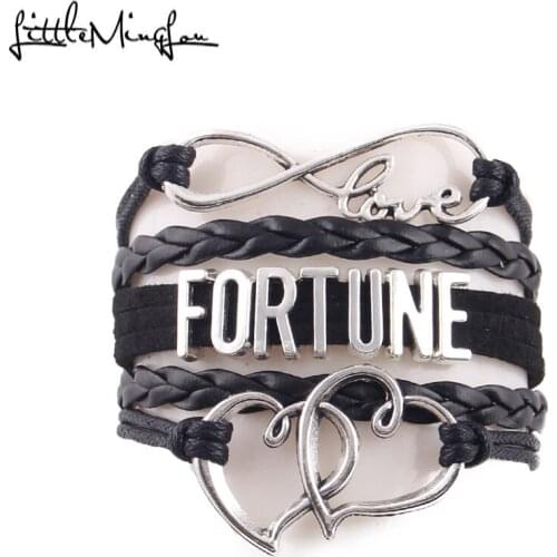 Little MingLou Infinity love Fortune Bracelet heart charm leather wrap men bracelets & bangles for women jewelry Fortune gift