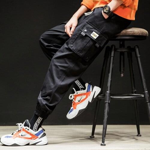 EL BARCO New Cotton Hip Hop Pencil Pants Men Spring Pockets Army Green Male Cargo Pants Black Grey Streetwear Joggers Trousers