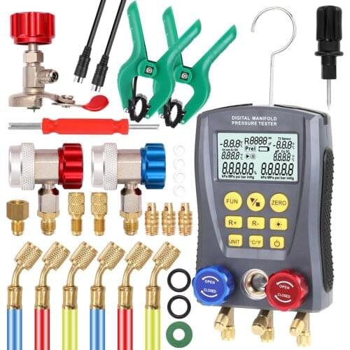 Pressure Gauge Refrigeration Digital Vacuum Pressure Manifold Tester Meter HVAC Temperature Tester
