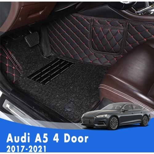 LHD Luxury Double layer Wire loop Carpets Car Floor Mats For Audi A5 4 Door 2021 2020 2019 2018 2017 Waterproof Accessories