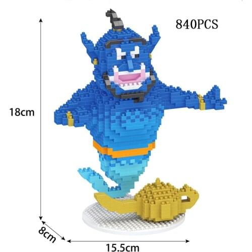 Disney cartoon figures micro diamond blocks Aladdin and the magic lamp building brick Djinni educational toy Genie nanobrick