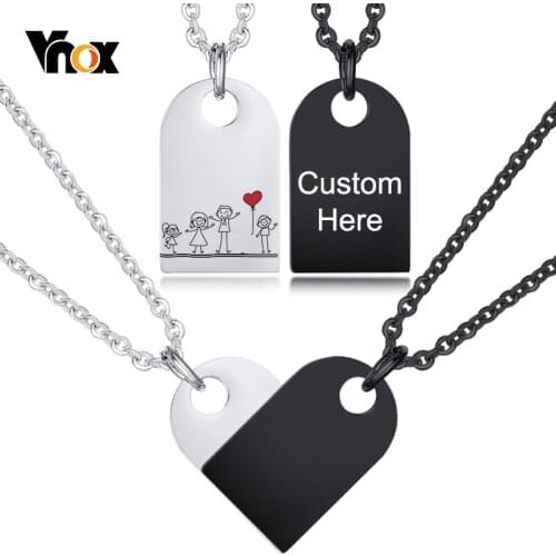 Vnox Geometric Stainless Steel Pendant for Men Women,Customized Black Metal Tag Necklaces,Personalized Inspirational Quotes Gift