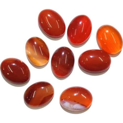 10 PCS Red Agate Natural Stones Cabochon 18x25mm 15x20mm 13x18mm 10x14mm Egg Shape No Hole for Making Jewelry DIY