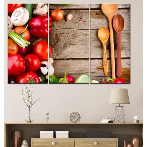 Canvas Painting foods vegetarian cook 3 Pieces Wall Art Painting Modular Wallpapers Poster Print for living room Home Decor