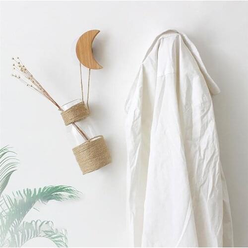 Wall Hook Creative Decorative Moon Star Wood Coat Hook Hat Hook for Hallway