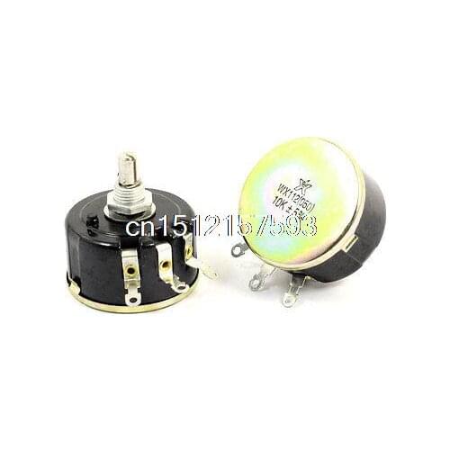 Round Shaft 5W 10K Ohm Variable Resistor Wirewound Potentiometer WX112(050) 2pcs