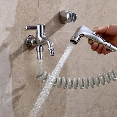 1PC Brass Bibcock Dual-use Washing Machine Faucet One Into Two Out Multi-function with Spray Gun and Hose Bracket