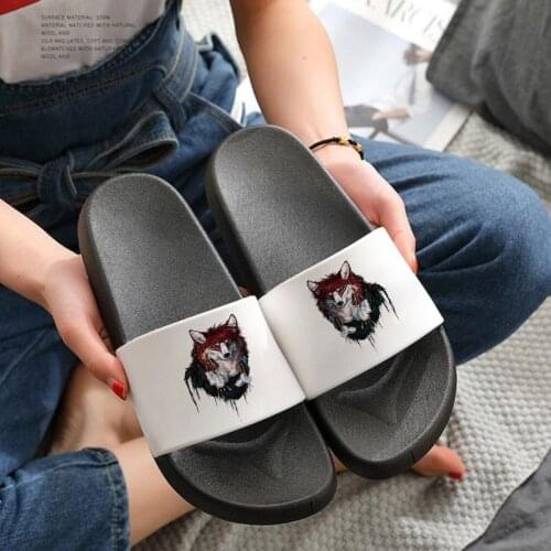 Summer slippers 2021 Fashion Wolf Cartoon Fun Graphic sandals Harajuku slippers Casual Slipper for woman plus size 41