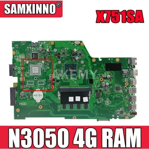 Laptop motherboard For ASUS X751SA REV.2.0 Mainboard Core SR2KN Celeron N3050 4G RAM DDR3