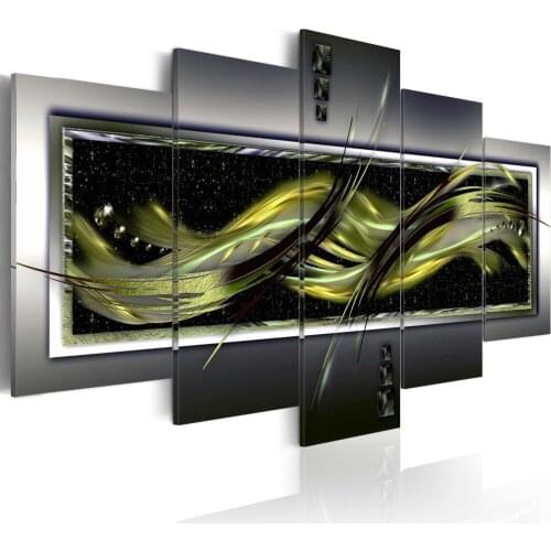 Fashion Wall Art Canvas Painting 5 Pieces Brown Green Purple Abstract Modern Home Decoration,Choose Color And Size No Frame