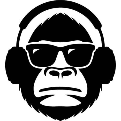 Fashion Monkey Listening To Music Decoration Accessories Car Stickers Pvc Auto Trunk Bumper Waterproof Decals Black/silver