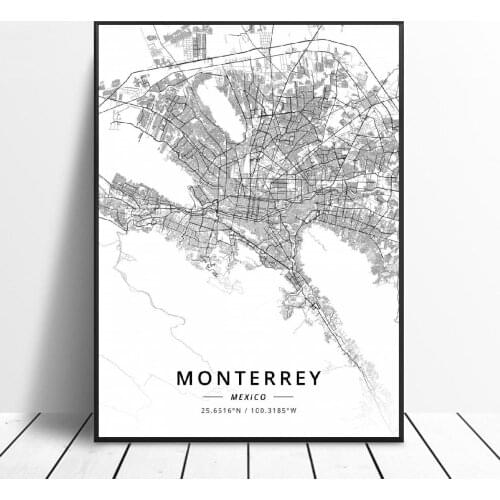 Monterrey Reynosa Mexicali Lopez Mateos Puebla City Zapopan Mexico Map Poster