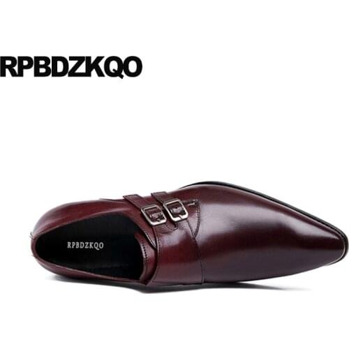 Men Dress Shoes With Buckled Italy Pointy Toe British Style Prom Black Italian High Quality Pointed European Double Monk Strap