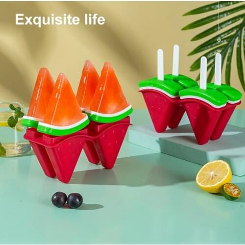 New Creative Watermelon Popsicle Mold Ice Cream Mold DIY Popsicle Mold Ice Cream Mold With Cover Reusable Plastic Ice Cream Tool