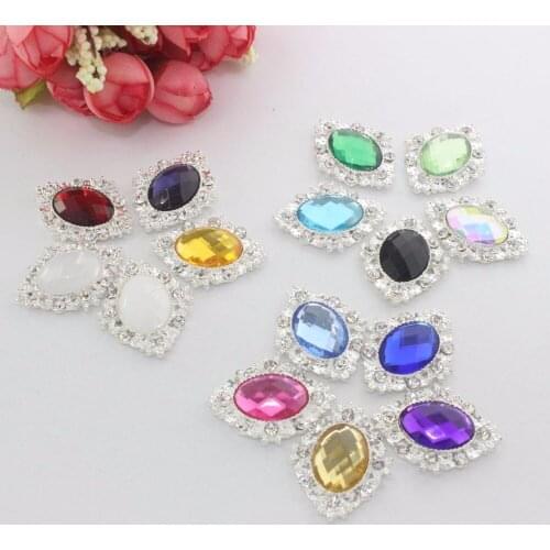 New Time-limited Oval Washable Plating Professional Designer Rhinestones Flat Back Button Garment Accessories 25*32mm 100 PCS
