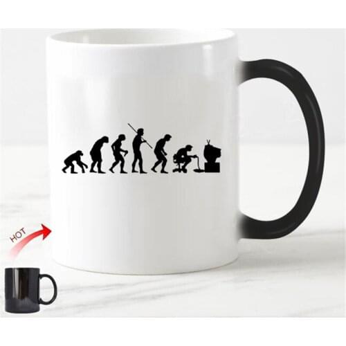 Novelty Geek Evolution of Computer Coffee Beer Discoloration Mug Funny Computer Evolution Creative Father Programmer Gifts Game