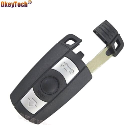 OkeyTech 5pcs/lot for BMW 1 3 5 6 Series E90 E91 E92 E60 2 Buttons Remote Control Smart Card Car Key Shell Insert Blade Fob Case