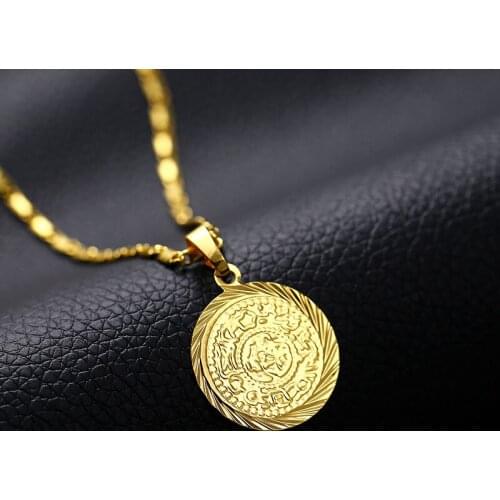 SONYA Islam Muslim Ancient Coins Necklaces Gold Color Arab Money Sign Pendant Necklace For Women Men Religious Bijoux jewelry