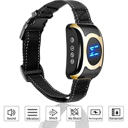 Pet Dog Rechargeable Anti Bark Collar Control Train Waterproof Stop Barking Dog Waterproof Ultrasonic Training Collars Perros