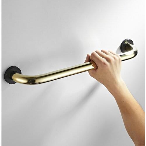Bathroom Armrest Gold and Black Brass Bathroom Handle Bathtub Armrest Handrail Grab Bar Chrome Hand Bar Safety bathroom hardware