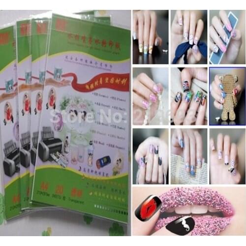 A4 inkjet transparent water slide transfer printing paper 80 PCS per lot paper for print nail sliders