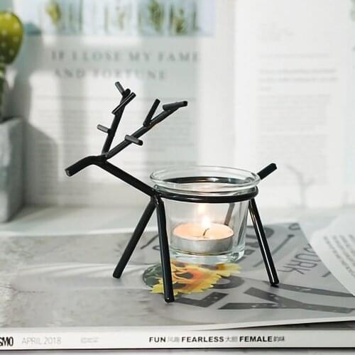 Christmas Candle Holders European Iron Art Cute Deer Candlestick home Christmas Decorations Festival Decor Housewarming Gift