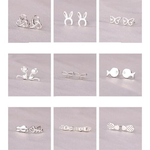 925 Sterling Silver Splicing Cute Animal Stud Earrings For Women Casual Style Girl Earings Personality