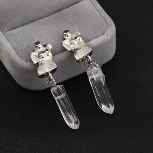 1PC European Personality Sexy Earrings for Women Womens Jewelry Night Club Natural Stone Crystal Stud Earing Party Gift E395