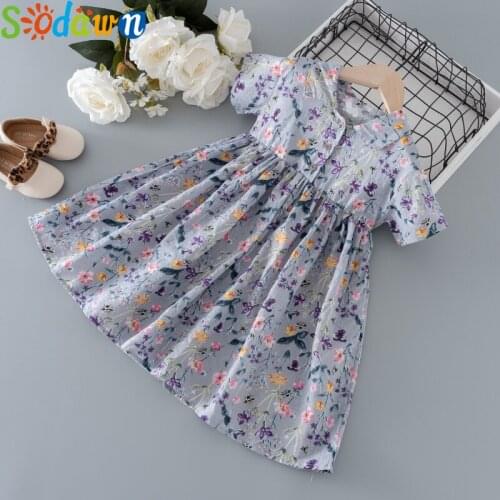 Sodawn Girls Floral Dress 2020 New Summer Kids Flowers Dress Suits Spring Sweet Outfits Girl Elegant Toddler Baby Vestidos