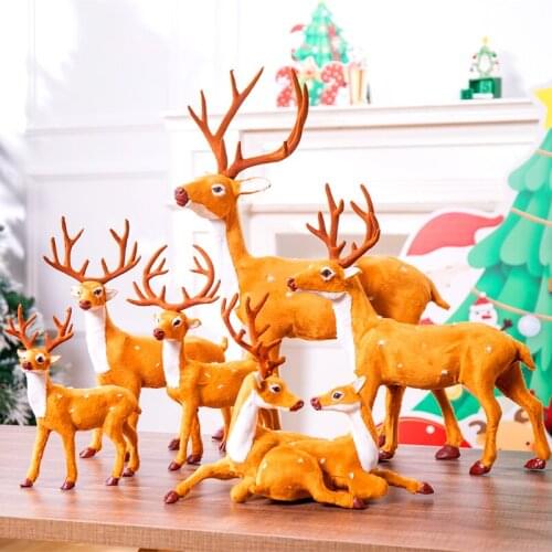 Christmas Deer Ornaments Trumpet Simulation Great Elk Hotel Mall Table Counter Decoration Reindeer Christmas Village Decor