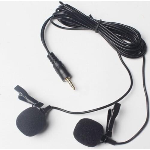 1.5m Long Universal Portable 3.5mm Mini Headset Microphone Double Lapel Lavalier Clip Microphone for Lecture Teaching Studio Mic