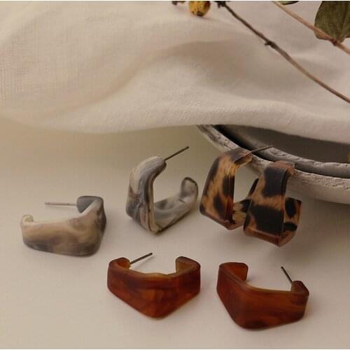 Vintage 3 Style Leopard C Shape Open Hoop Earring for Women Stylish Geometric Gradient Color Arcylic Earring Jewelry Pendientes