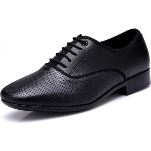 Ventilate Mens Modern Dance Shoes Flat Breathable Leather Shoes Men sSquare Dance Mode Comfortable Dance Shoes GB Sneaker