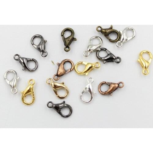 50pcs/lot Jewelry Findings Lobster Clasp Hooks Gold Black Connector For Necklace Bracelet Chains Jewelry Making