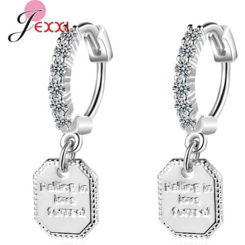 Fashion Elegant 925 Sterling Silver Cubic Zircon Drop Earrings For Women Fall in Love Tag Pendant Earring Jewelry Gifts