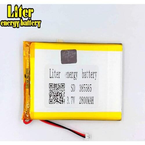 1.5MM 2pin connector 3.7V 385585 li-polymer li-ion battery 3.7v 2800mah rechargeable battery