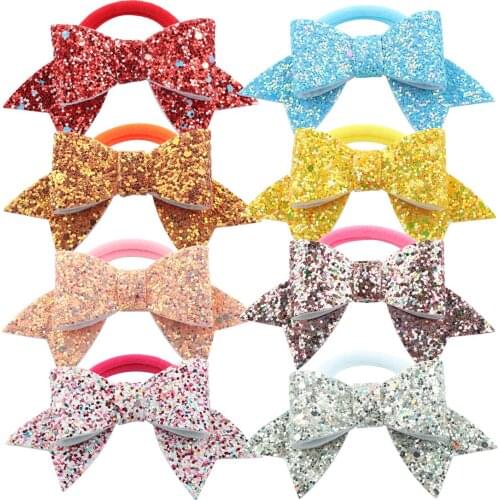 1 PC Girls Hair Accessories Hair Rope Glitter Hairbow Rubber Bands Elastic Band Cartoon Animal Swallowtail Sequin Child Headwear