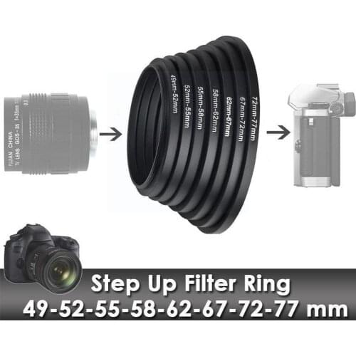 1PSC Metal Boost Ring Lens Adapter Filter Mount 49-52mm 62-67mm 52-55mm 55-58mm 58-62mm 72-77mm 77-82mm for Canon 67-72mm H0Z3