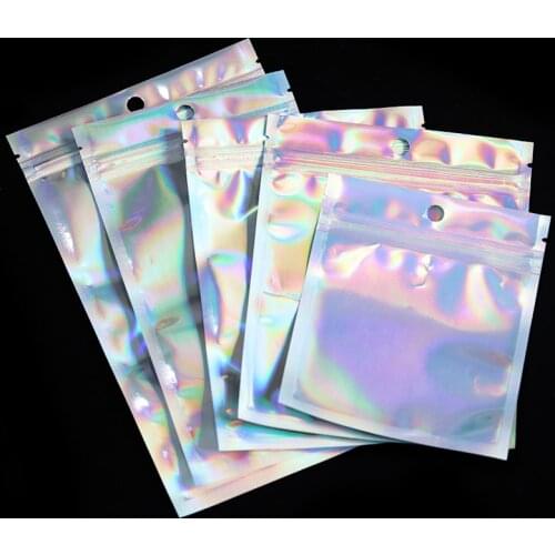 10-50pcs Translucent Iridescent Zip Lock Bags Cosmetic Packaging Self Sealing Gift Bag Clear Reclosable Vacuum Fresh Bag