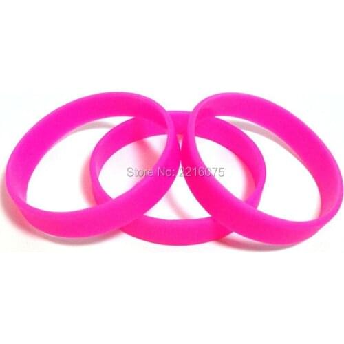 100pcs Hot Pink silicone wristband rubber bracelets free shipping